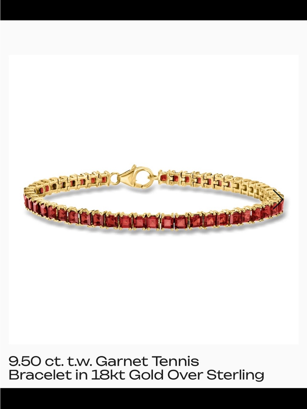 Garnet Tennis Bracelet in 18kt Gold Over Sterling